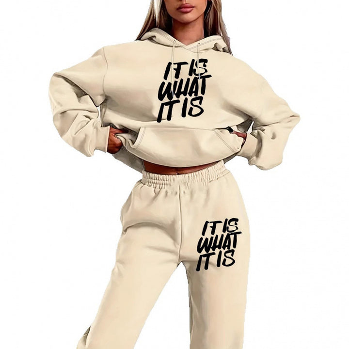 Women's leisure hoodie and jogger set with inspiring lettering Lisslune