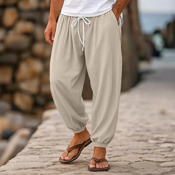 Men's airy leisure pants with elastic waistband and side pockets Lisslune