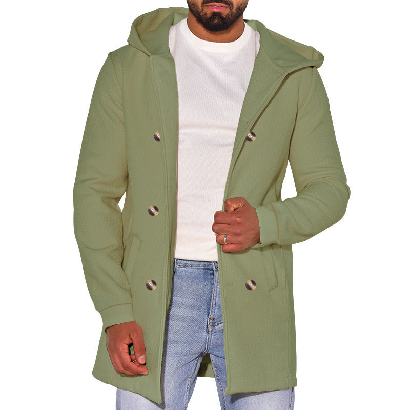 Men's fashionable coat with removable hood and double button placket Lisslune