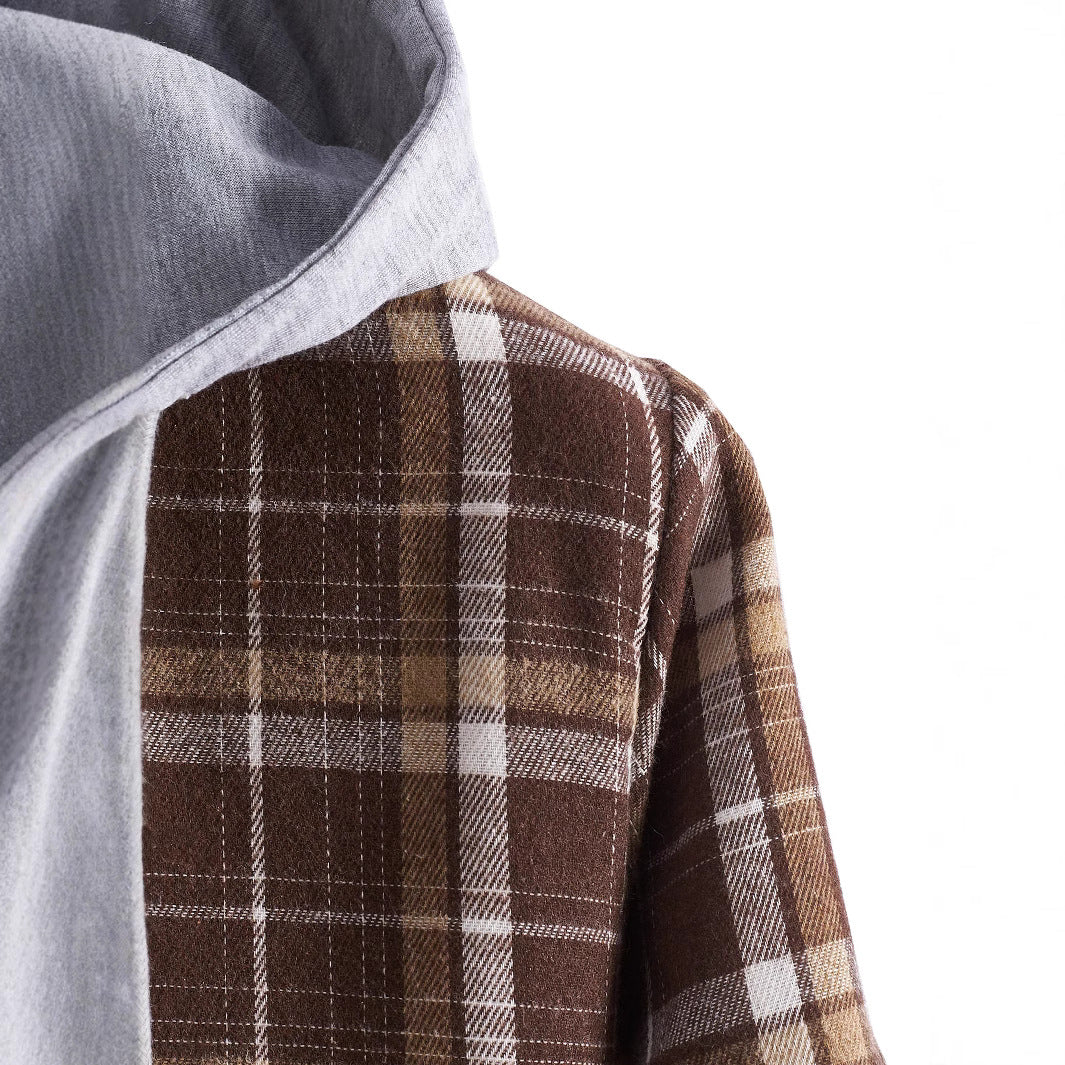 Men's shirt with hood in casual checkered look Lisslune