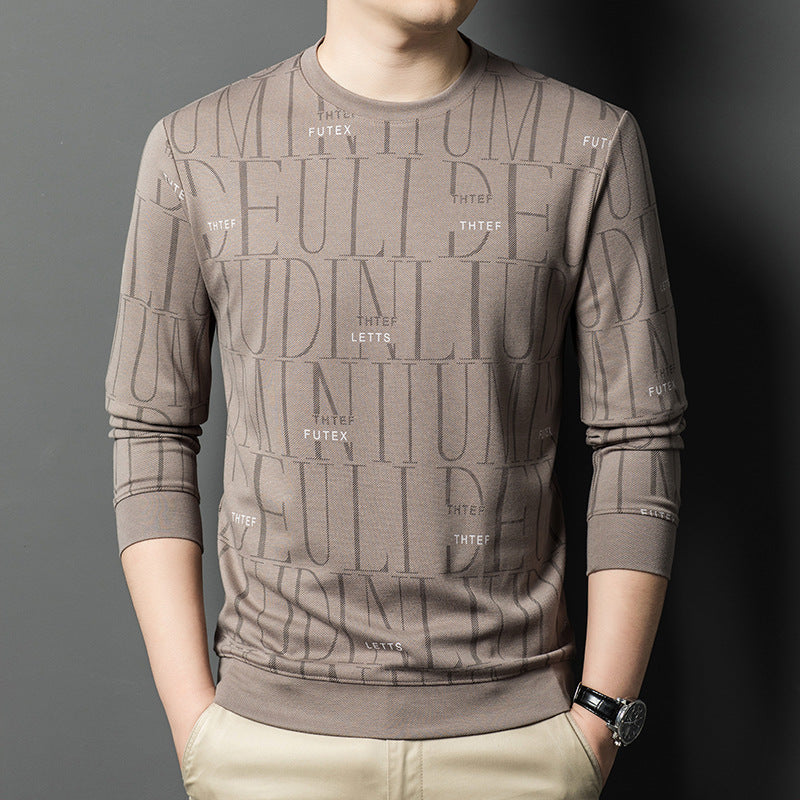 Men's fashionable crew neck sweater with graphic lettering Lisslune
