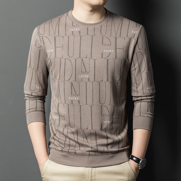 Men's fashionable crew neck sweater with graphic lettering Lisslune