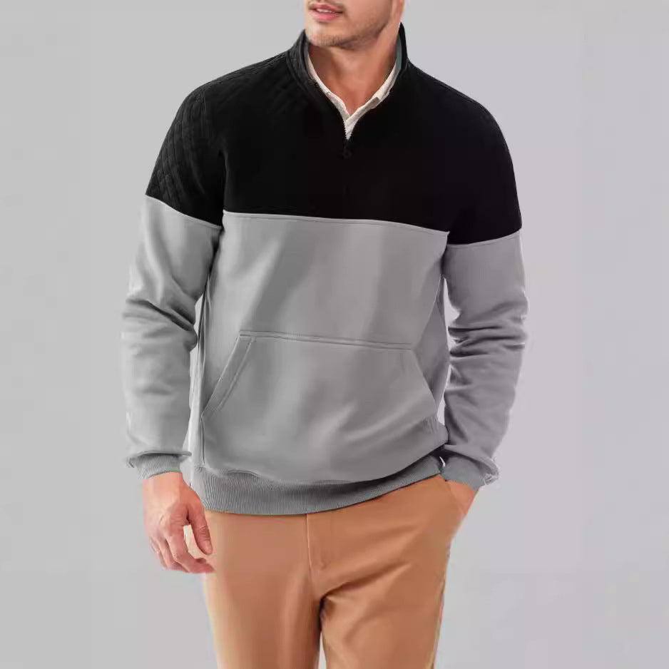 Men's sporty pullover with stand-up collar and pockets Lisslune