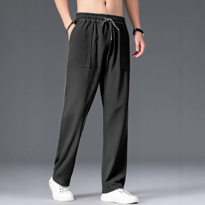 Men's Comfortable Leisure Pants with Elastic Waistband and Side Pockets Lisslune