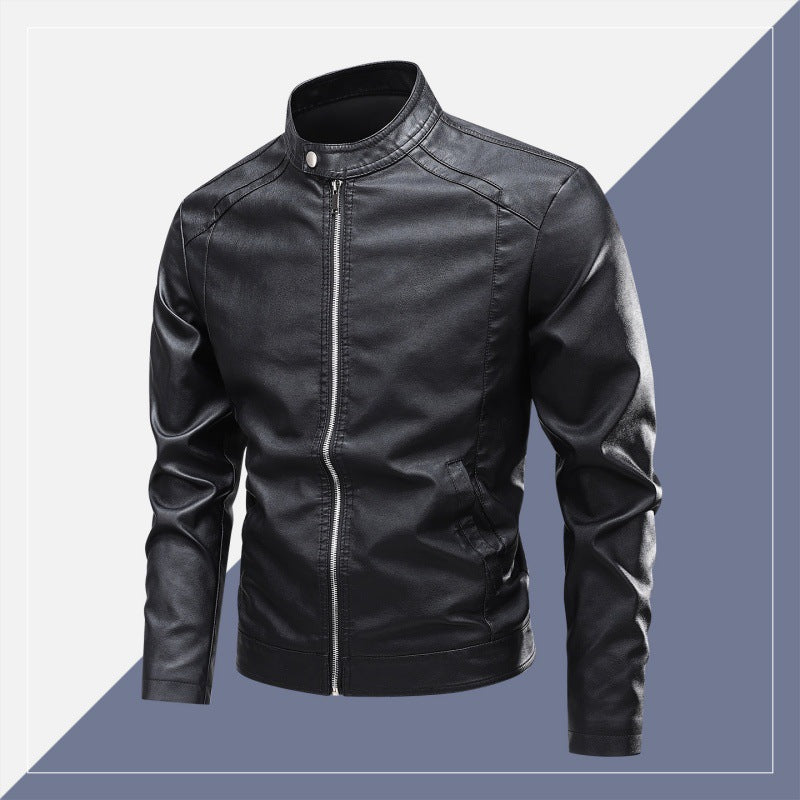 Men's Synthetic Leather Jacket with Modern Cut Lisslune
