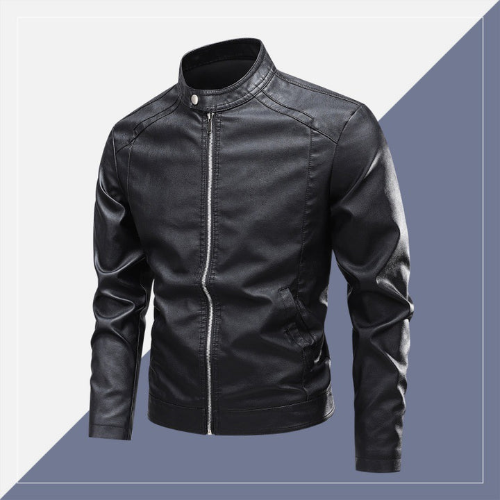 Men's Synthetic Leather Jacket with Modern Cut Lisslune