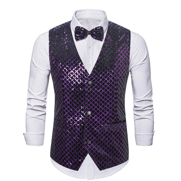Men's elegant sequined blazer with matching bow tie Lisslune