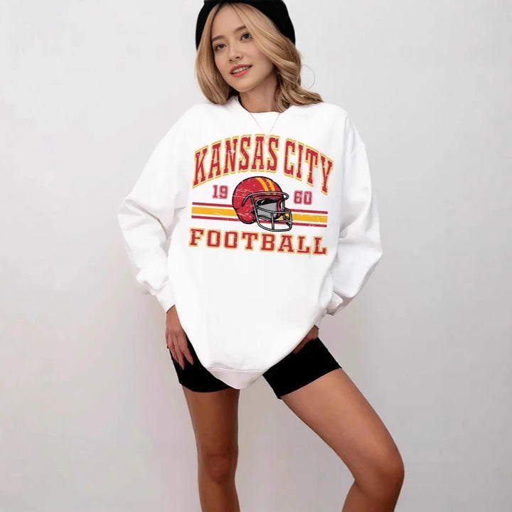 Women Oversized Sweatshirt with nostalgic football motif Lisslune