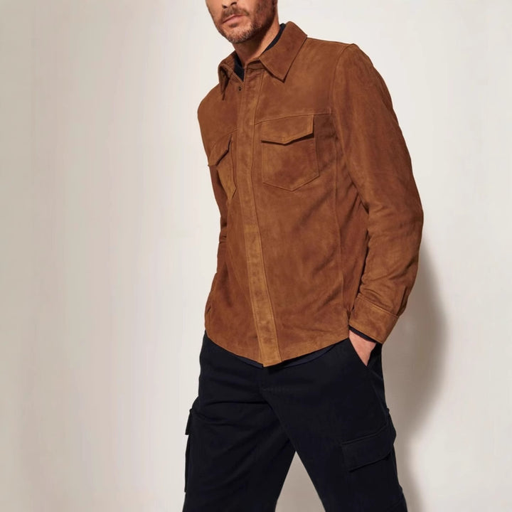 Men's Suede Jacket with two attached pockets and modern cut Lisslune