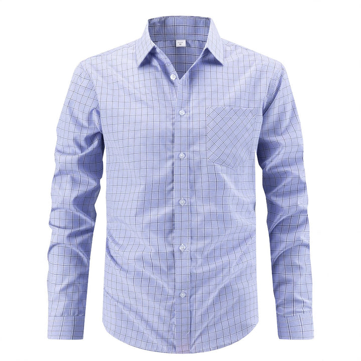 Men's elegant long-sleeve shirt with modern check design Lisslune