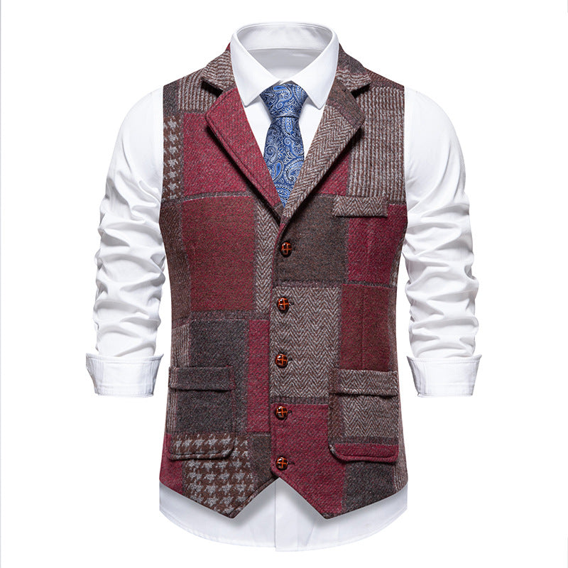 Men's elegant waistcoat in patchwork design Lisslune