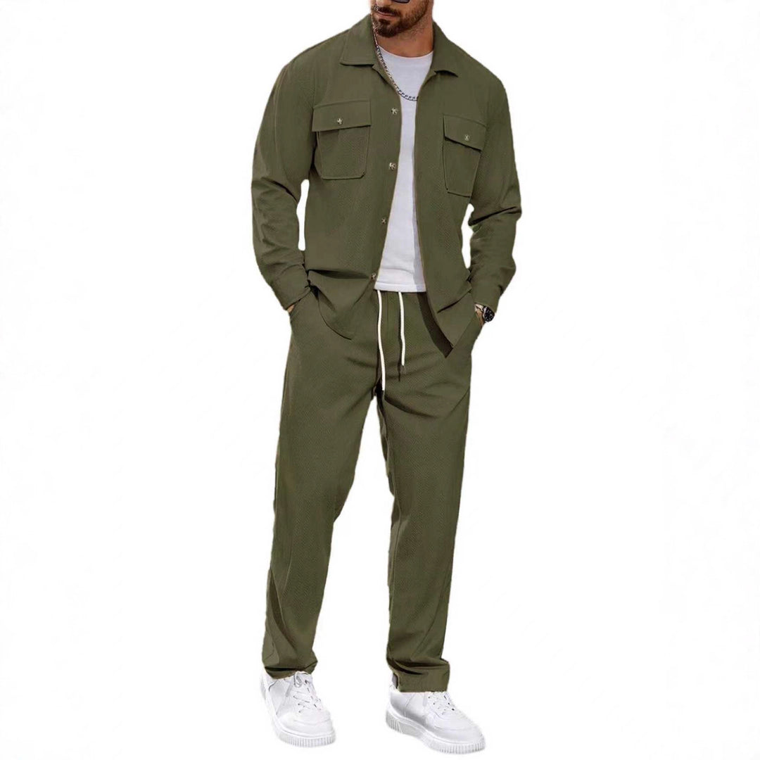 Men's fashionable leisure suit with practical pockets and elastic waistband Lisslune