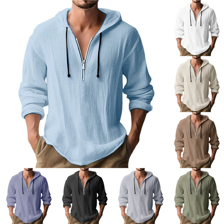 Men's casual hoodie with half-length zipper and breathable fabric Lisslune
