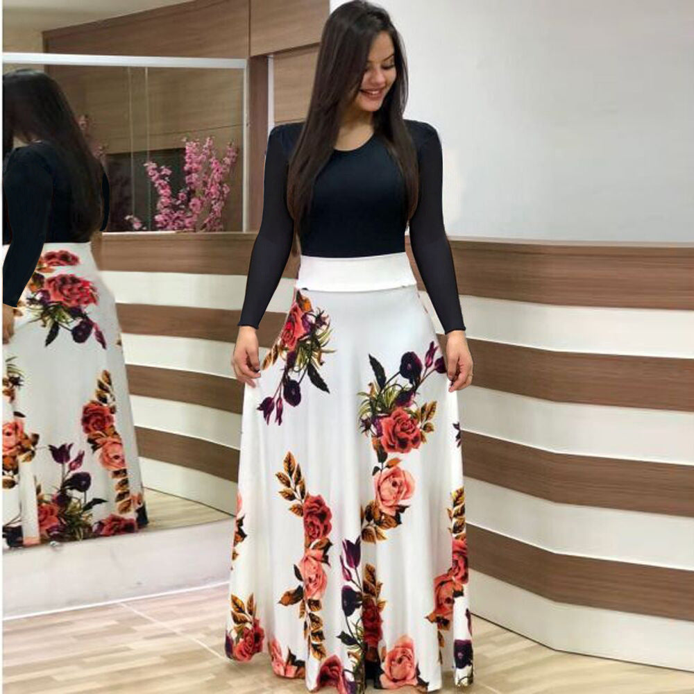 Damen Elegantes Maxikleid mit grafischem Druck und flexiblem Bund Lisslune
