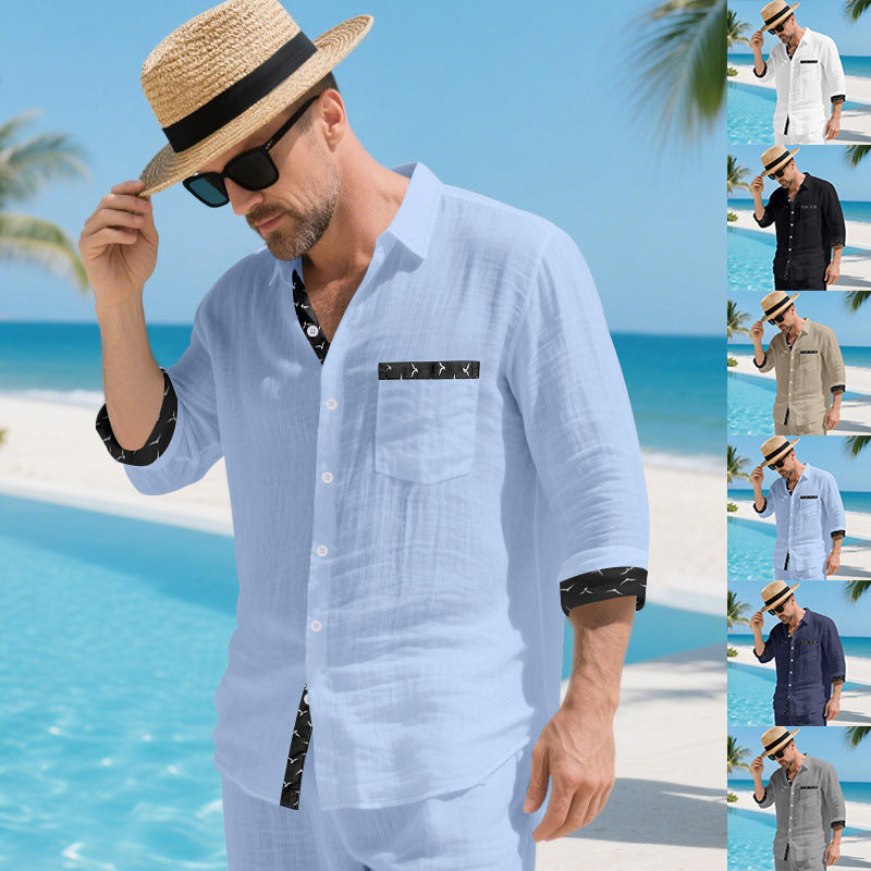 Men's casual shirt with modern pattern insert and relaxed fit Lisslune