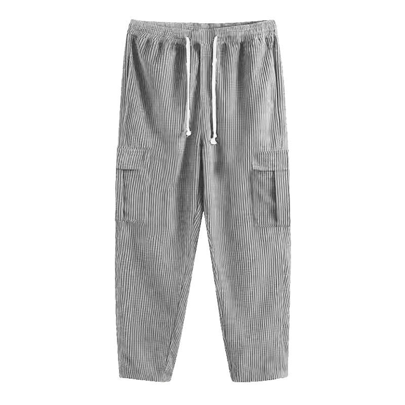 Men's Casual Cargo Pants with Side Pockets and Elastic Waistband Lisslune