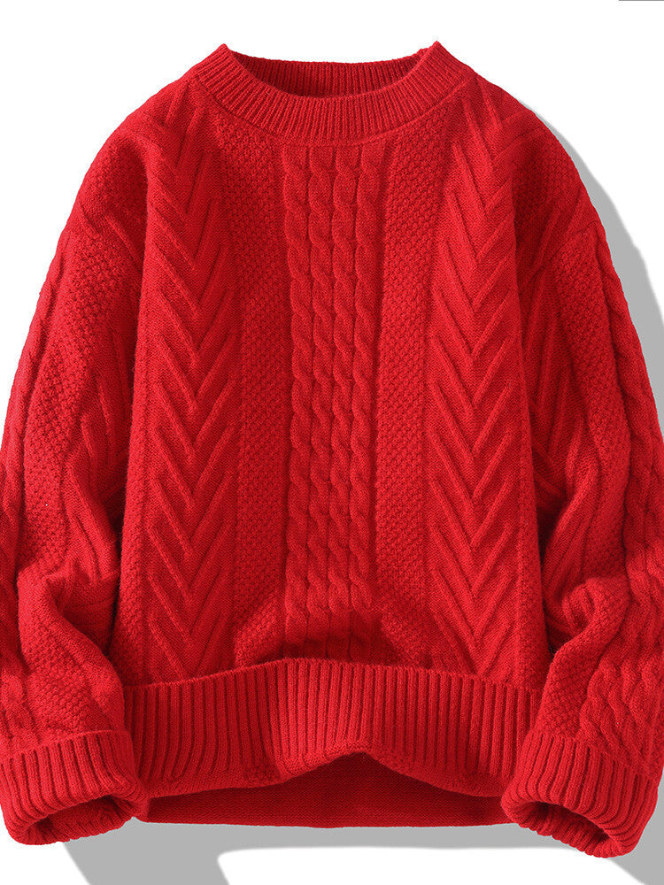 Men's knitted sweater with modern cable and ribbed structures Lisslune