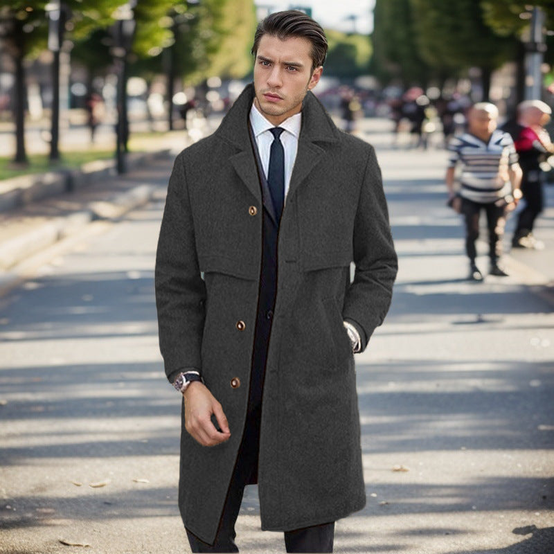 Men's elegant wool coat with double-breasted button placket and modern design Lisslune