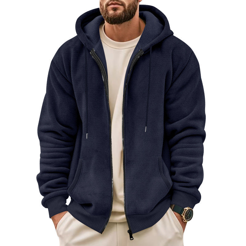 Men's hoodie jacket with textured surface and functional pockets Lisslune