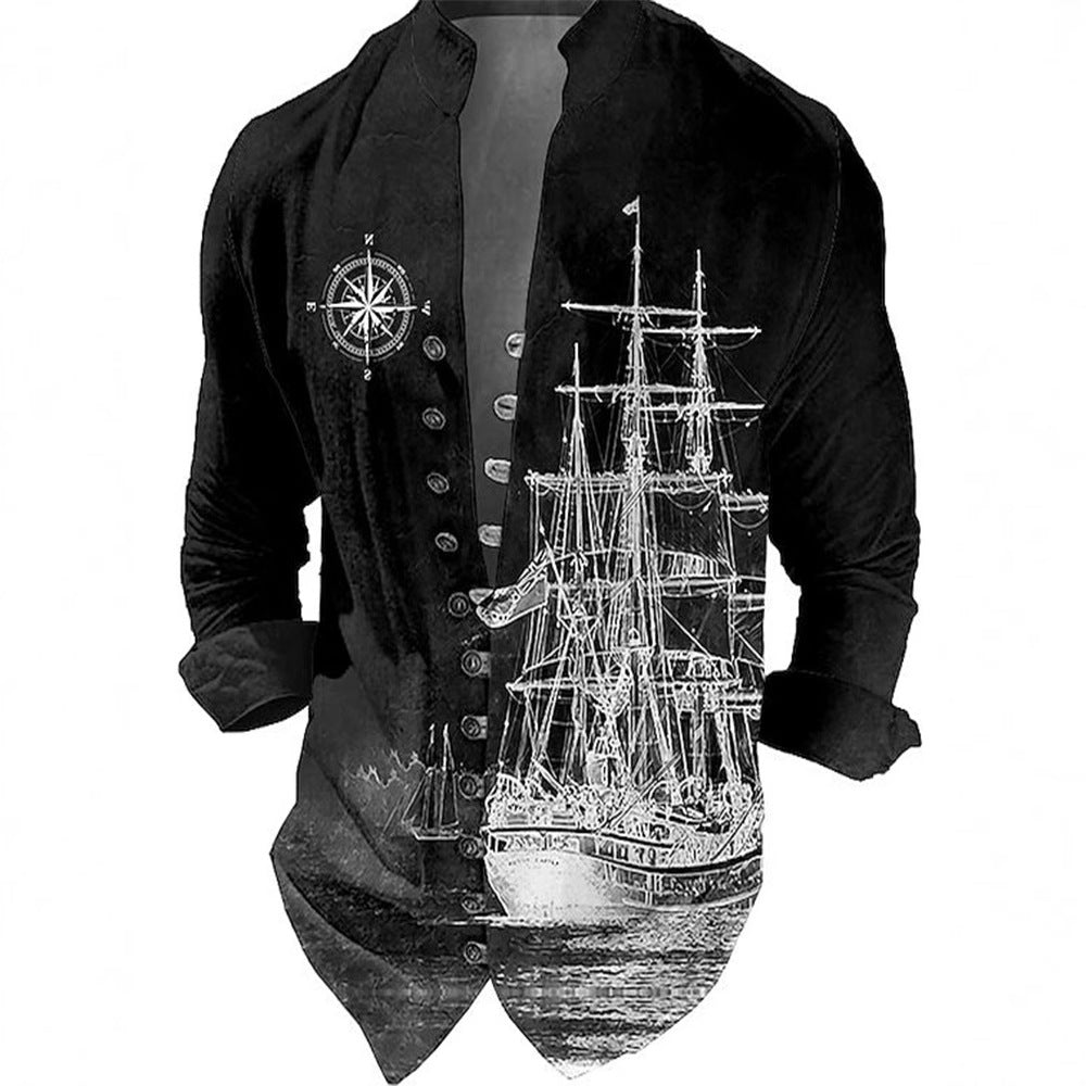 Men's vest with nostalgic maritime ship design Lisslune
