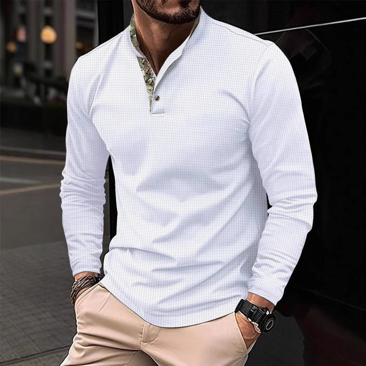 Men's long-sleeve shirt with fashionable stand-up collar and unique pattern Lisslune