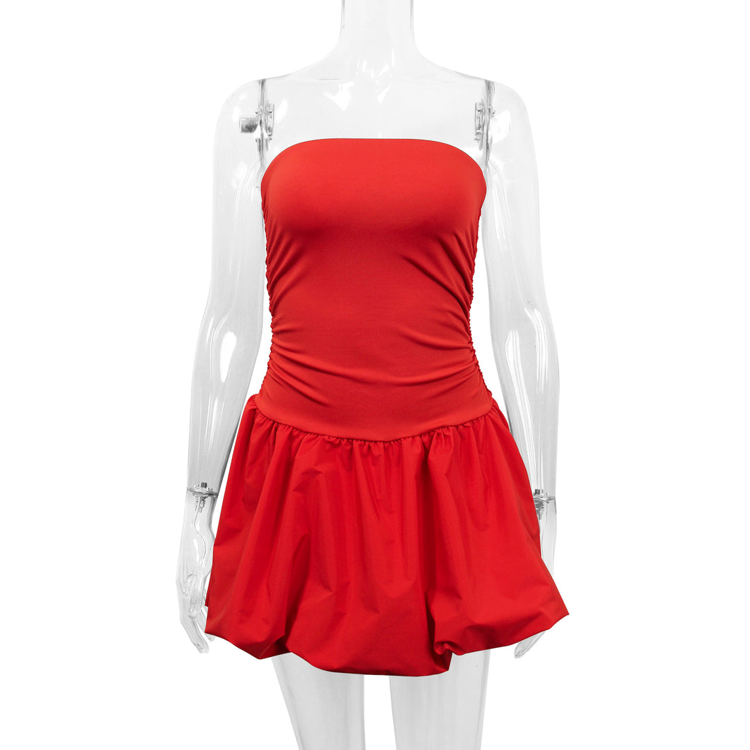 Damen Figurumspielendes Minikleid mit Raffung und voluminösem Rock Lisslune