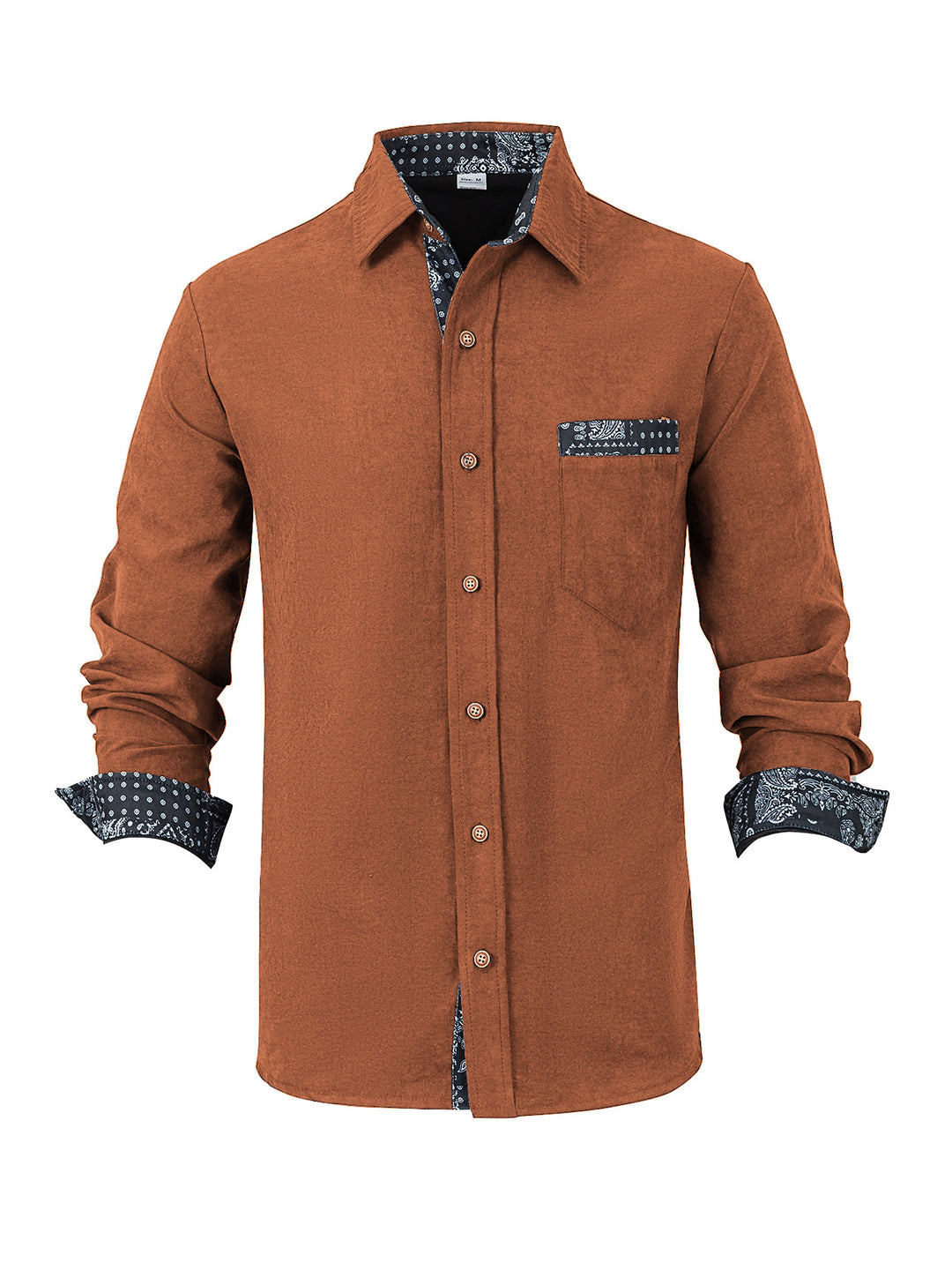 Men's long sleeve shirt with textured material and fashionable collar Lisslune