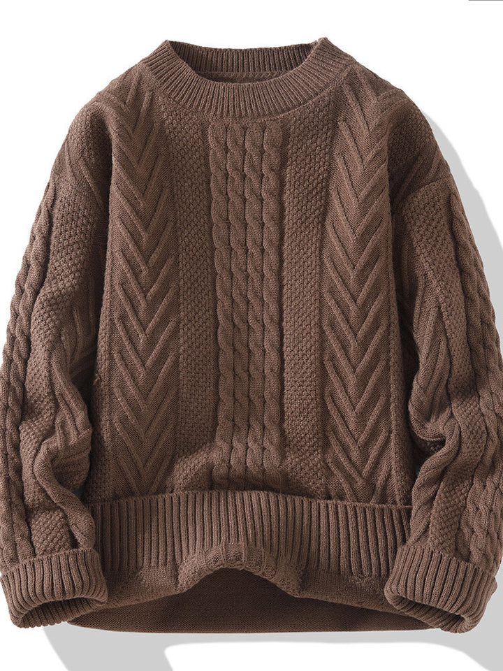 Men's knitted sweater with modern cable and ribbed structures Lisslune