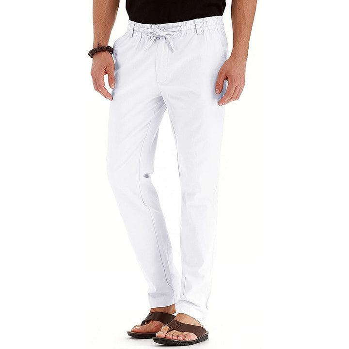 Men's Relaxed Fit Linen Pants with Elastic Waistband and Comfortable Fit Lisslune