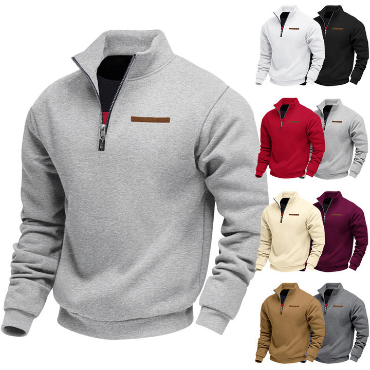 Men's fleece pullover with high collar and zipper Lisslune