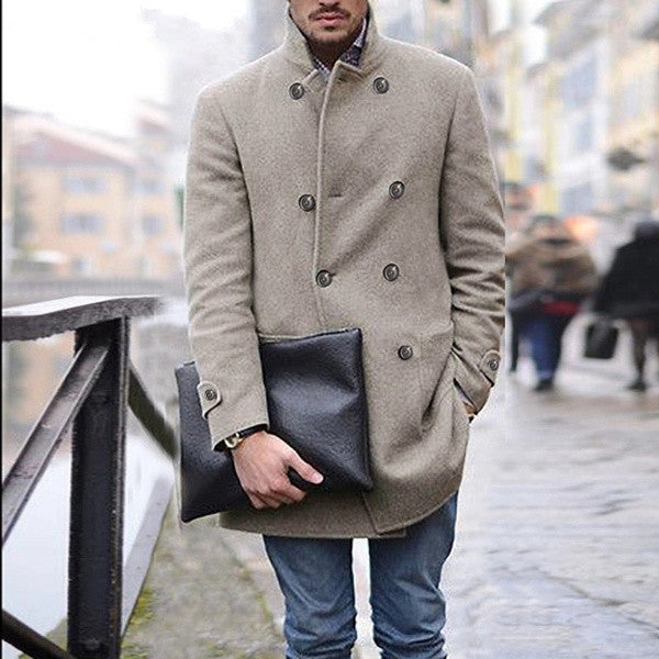 Men's elegant wool duffle coat with double row of buttons and practical pockets Lisslune