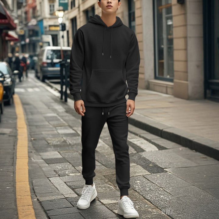 Men's sports set made of high-quality cotton blend with hood and elastic waistband Lisslune