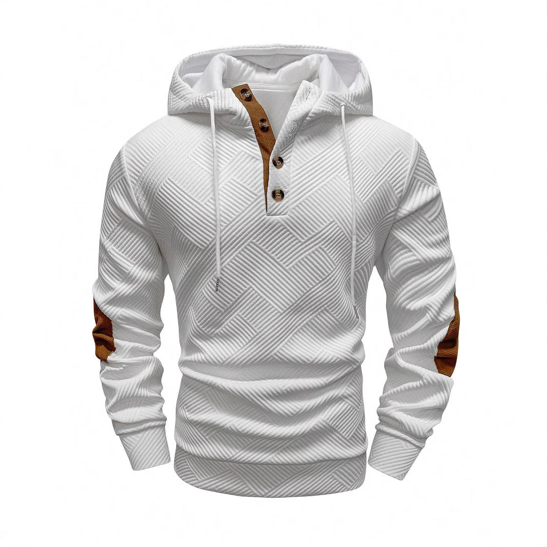 Men's Modern Hoodie with Textured Design and Practical Button Details Lisslune