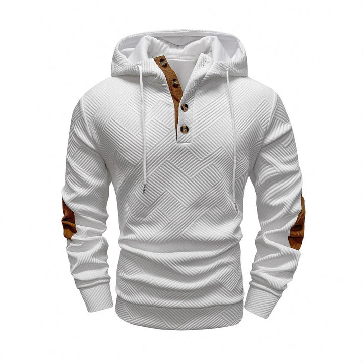 Men's Modern Hoodie with Textured Design and Practical Button Details Lisslune