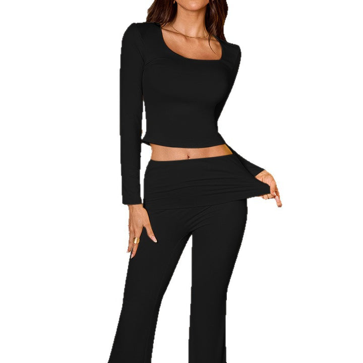 Women's Crop Top and Flared Pants Set