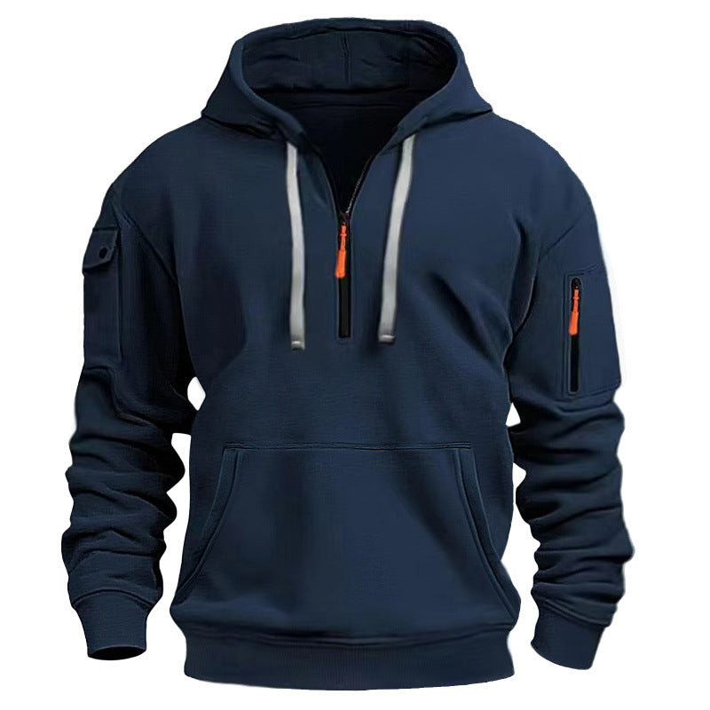 Men's sporty hoodie with zipper and practical pockets Lisslune
