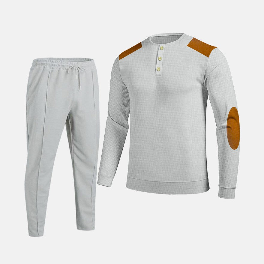 Men's stylish leisure set with practical buttons and leather applications Lisslune