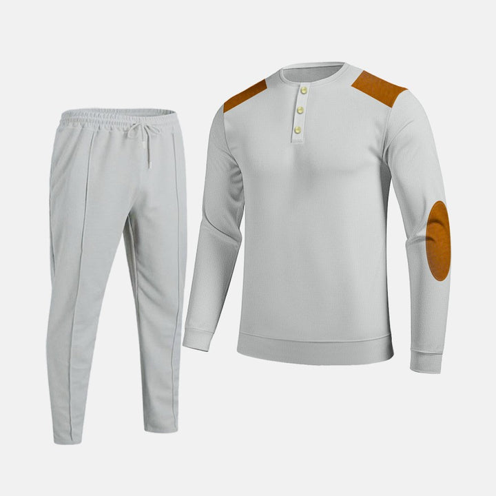 Men's stylish leisure set with practical buttons and leather applications Lisslune