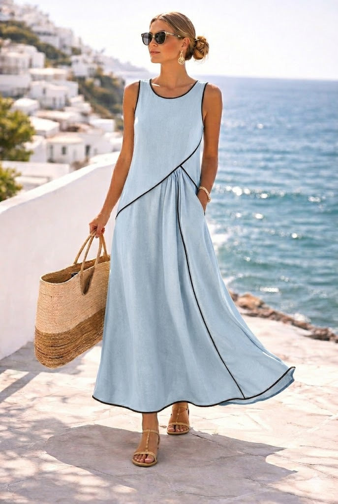 Women’s maxi dress with flowing cut and asymmetric design Lisslune