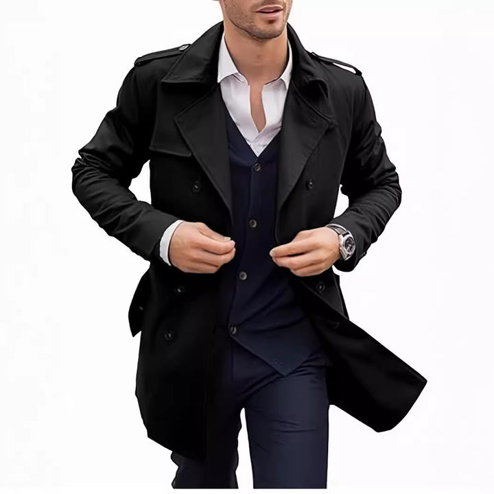 Men's elegant trench coat with textured design and double button placket Lisslune