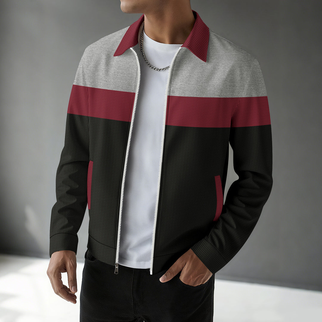 Men's modern leisure jacket with contrasting stripes and practical zipper Lisslune