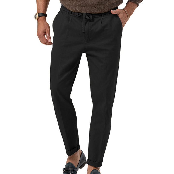 Men's Elegant Linen Pants with Elastic Waistband and Practical Pockets Lisslune