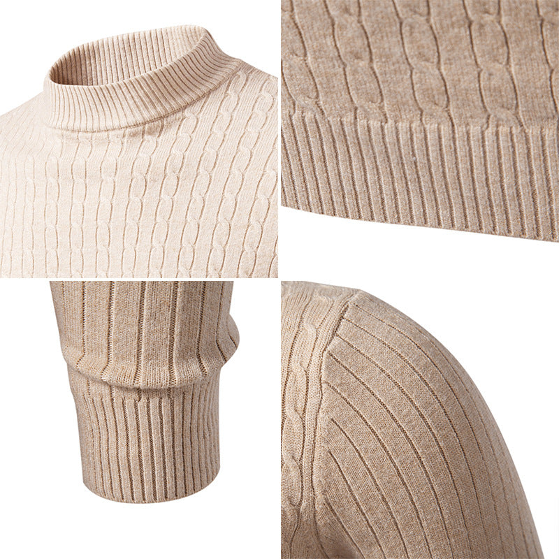 Men's turtleneck sweater with textured cable design Lisslune