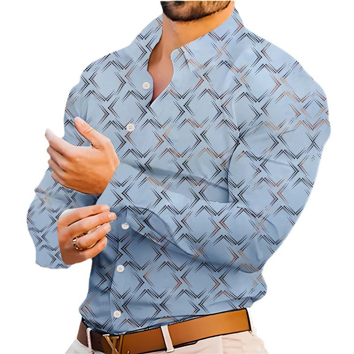 Men's elegant long sleeve shirt with modern pattern and breathable surface Lisslune