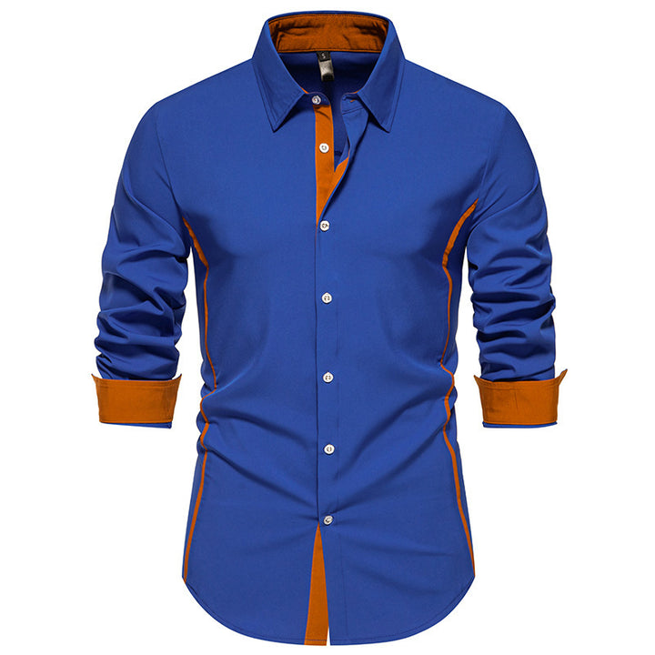 Men's fashionable long-sleeve shirt with stylish contrast details Lisslune