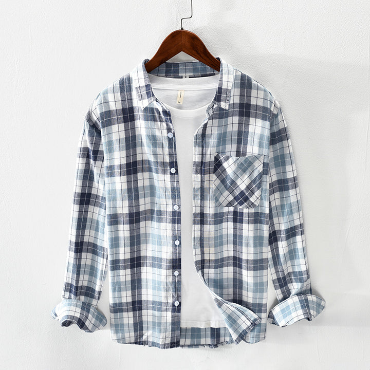 Men's checked casual shirt made of breathable cotton blend Lisslune