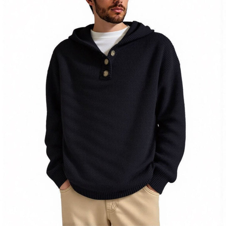 Men's hooded sweater with textured cable pattern Lisslune