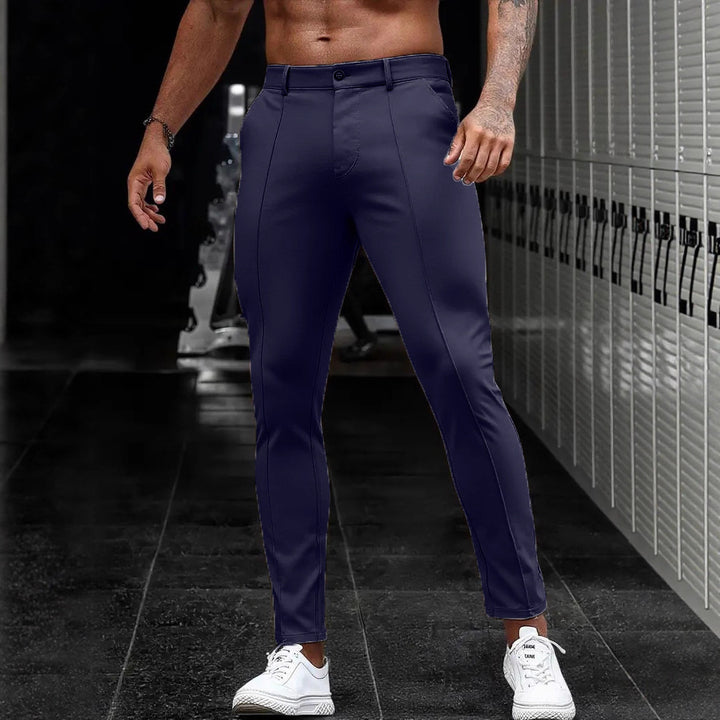 Men's Elegant Slim-Fit Suit Pants with Sporty Details Lisslune