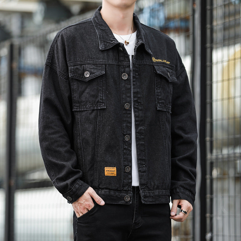 Men's denim jacket in a casual style with functional flap pockets and sturdy design Lisslune