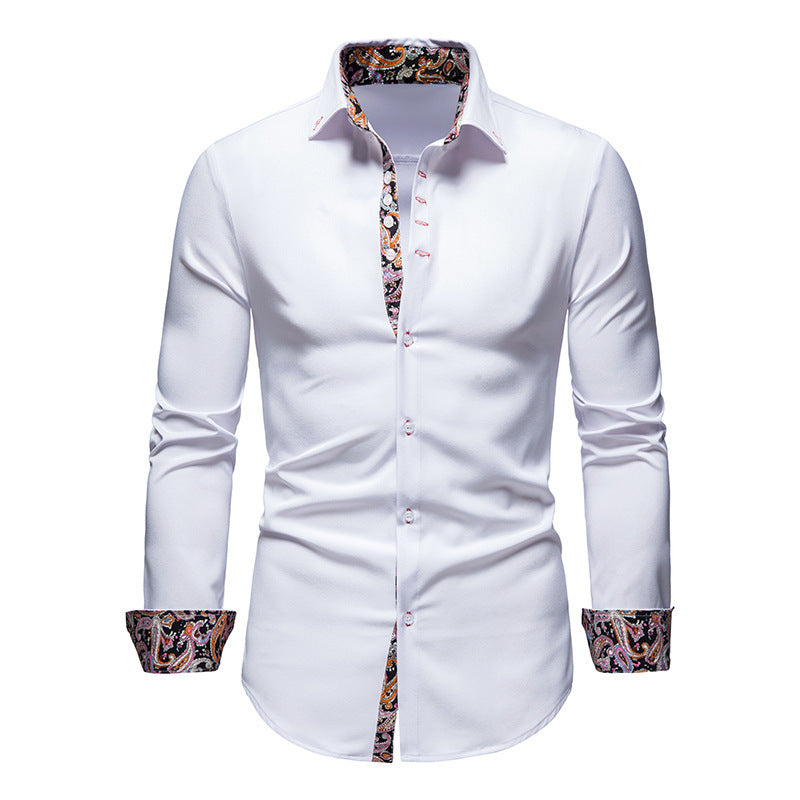 Men's long-sleeve shirt with modern paisley pattern and exclusive details Lisslune